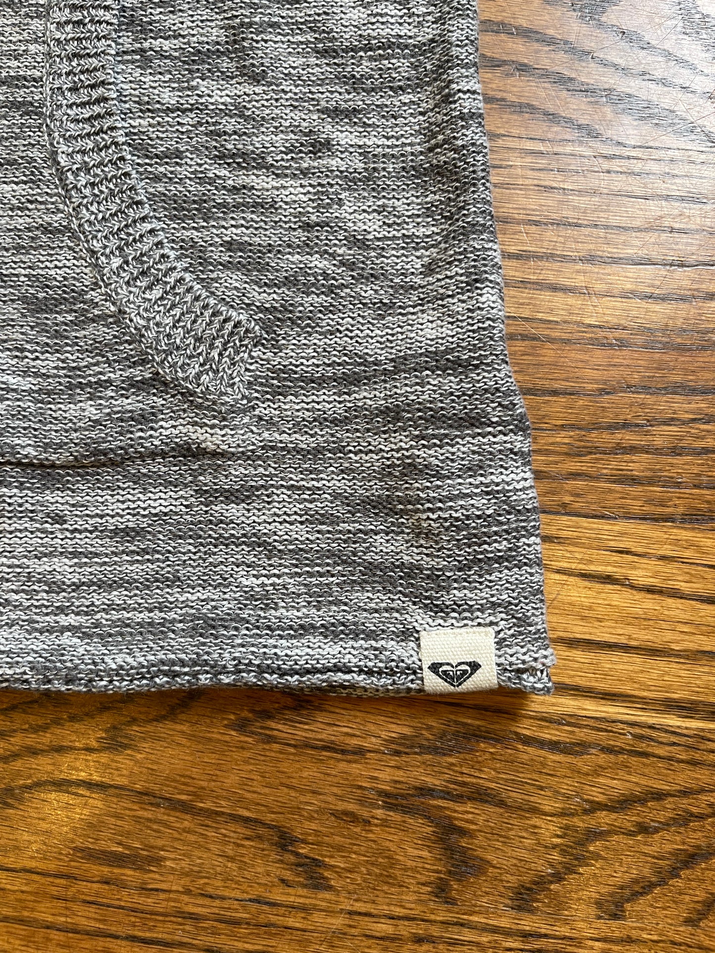 Roxy Heathered Knit Hoodie Tunic – Grey Long Sleeve Pullover | The Attic Clothing