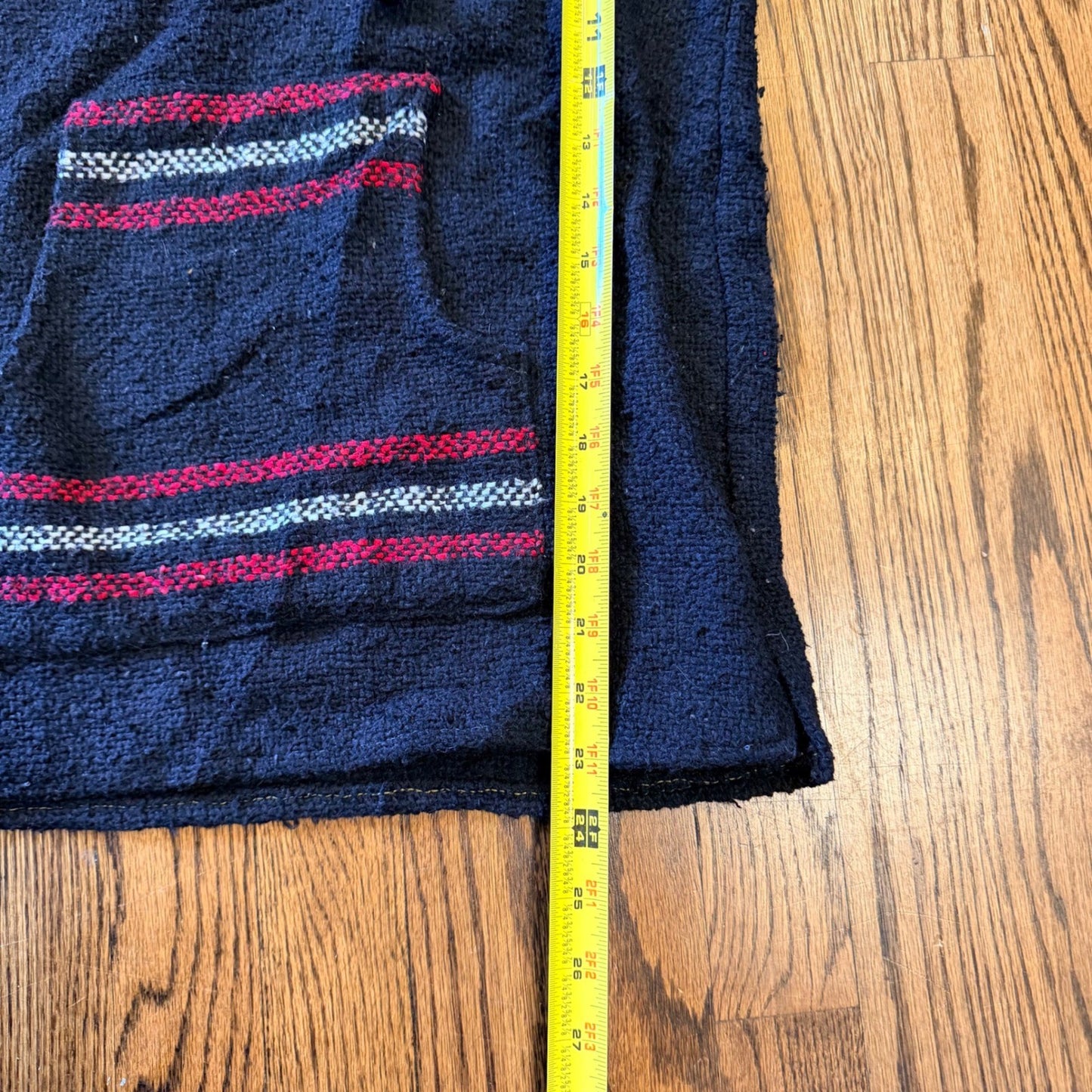 Megalopolis Baja Hoodie Mexican Jerga Striped Pullover Small Black Red Beach