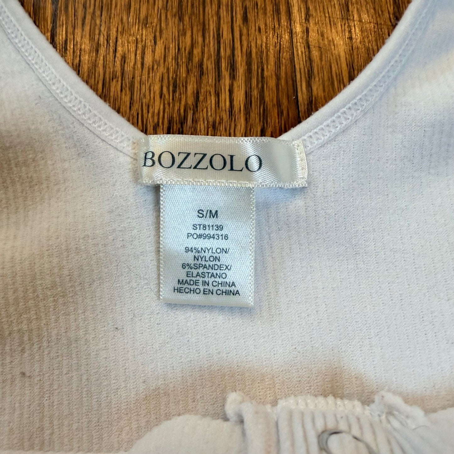 Bozzolo Ribbed Henley Crop Tank Top Seamless Stretch S/M Cream Off White