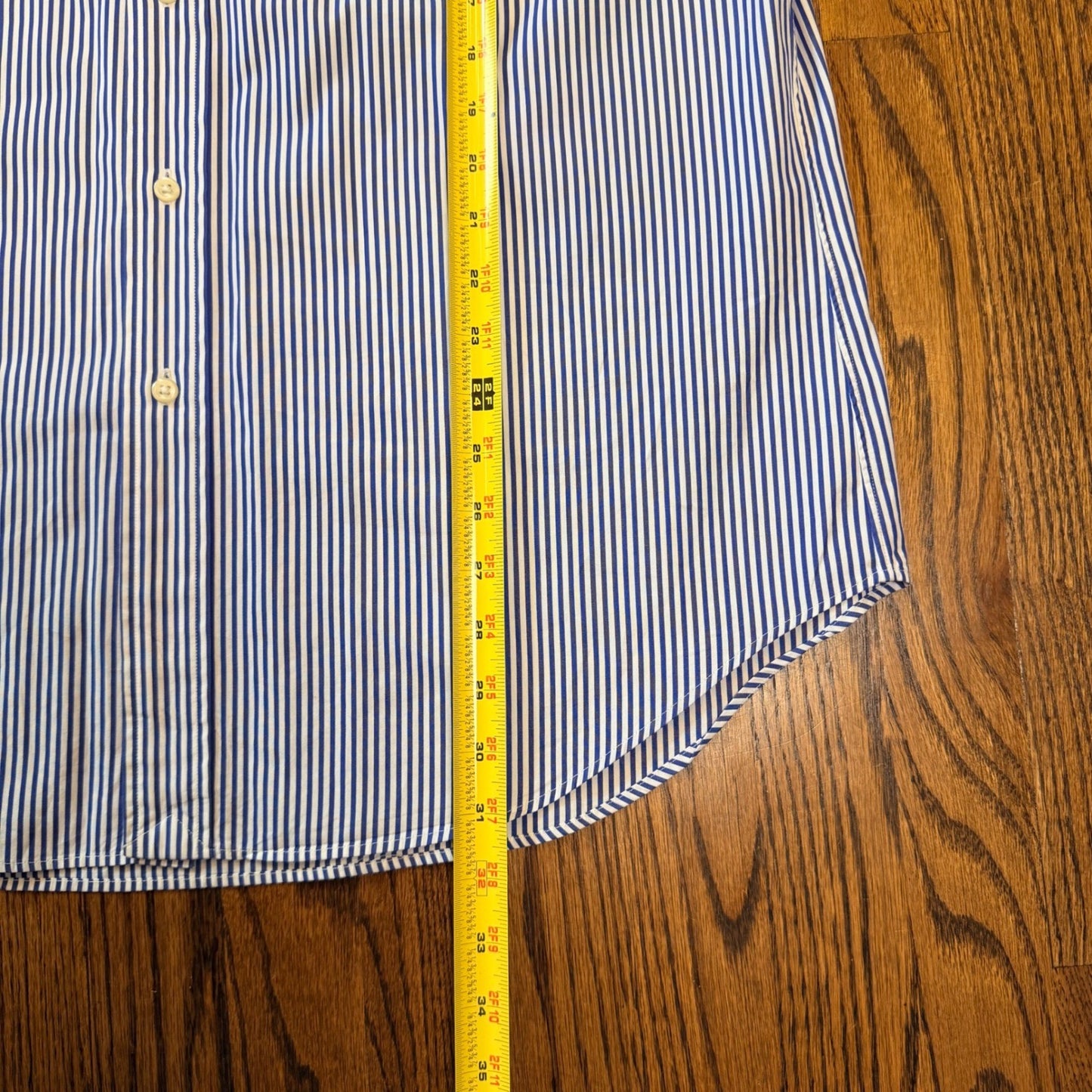 Ralph Lauren Classic Fit Striped Button Down Shirt 16 L Blue White Stripe