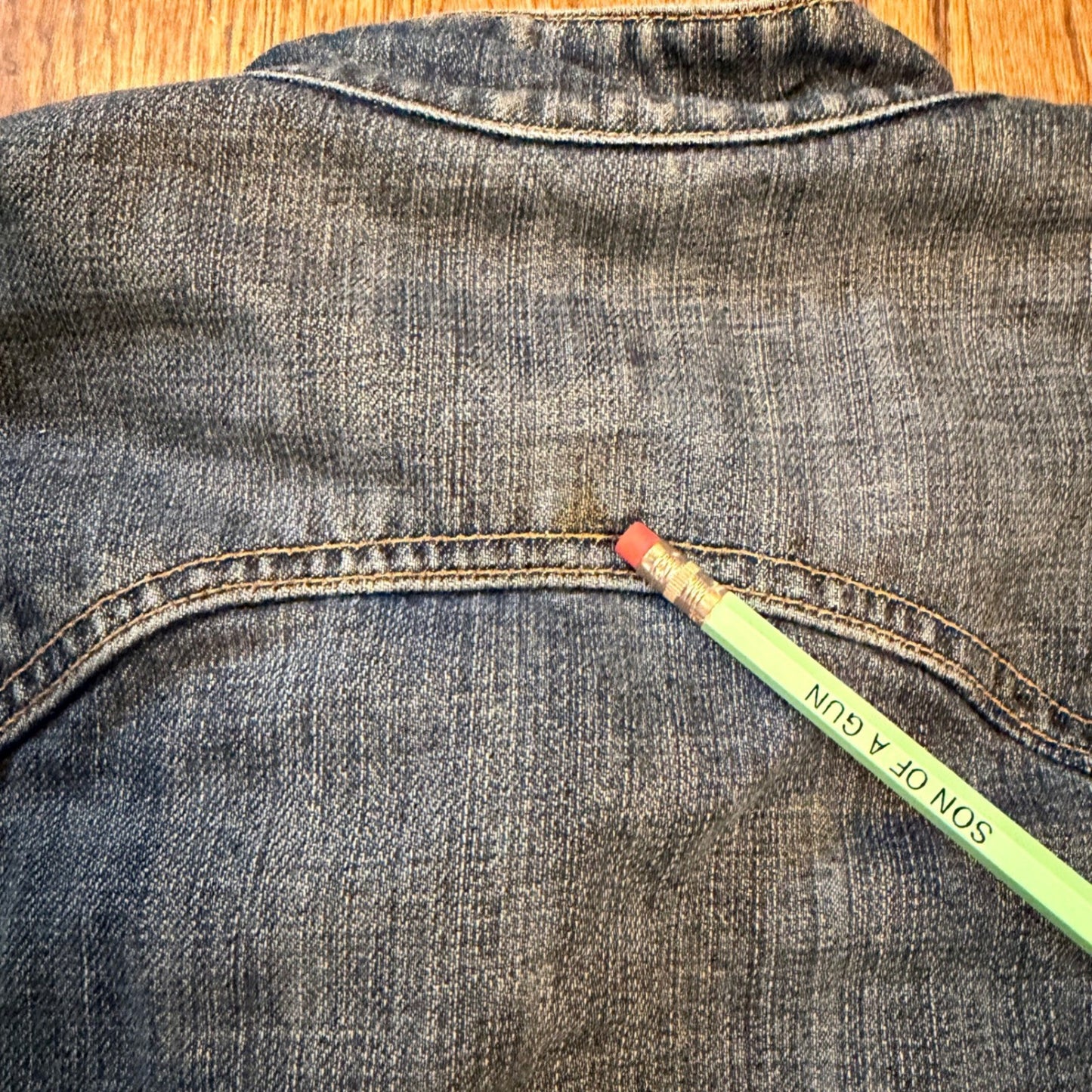 Vintage Gap Denim Jacket Mandarin Collar Snap Front Size M Medium Wash Blue