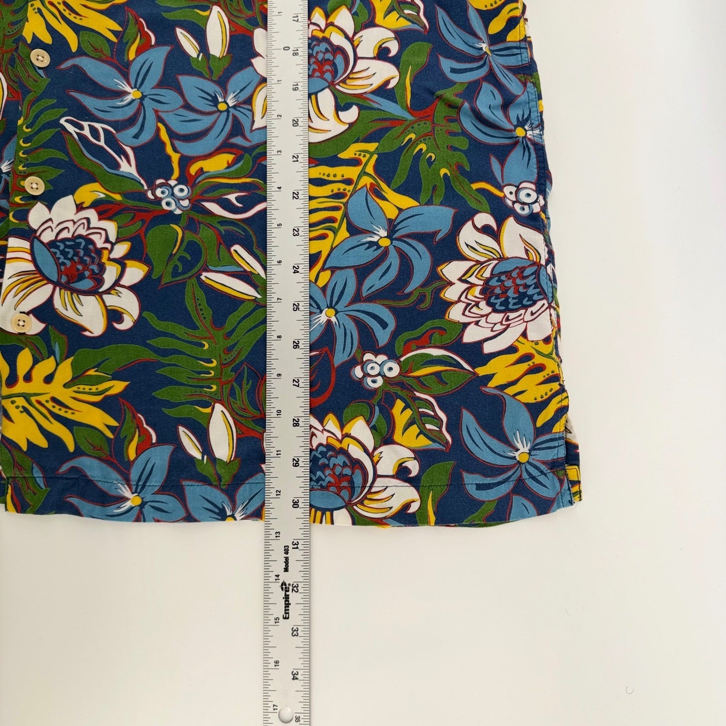 Polo Jeans Co Ralph Lauren Vintage 90s Tropical Floral Rayon Shirt XXL Blue