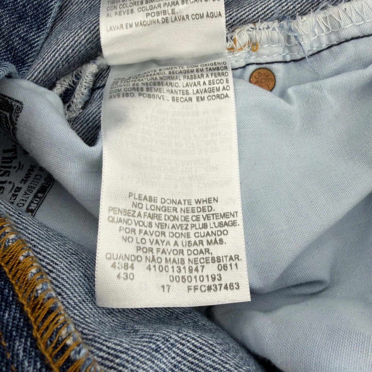 Levi's 501 Original Fit Straight Leg Button Fly Jeans 34x29 Blue Medium Wash