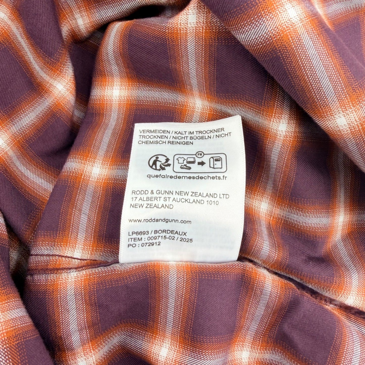 Rodd & Gunn Sports Fit Plaid Button Up Shirt Cotton Bordeaux Purple Small