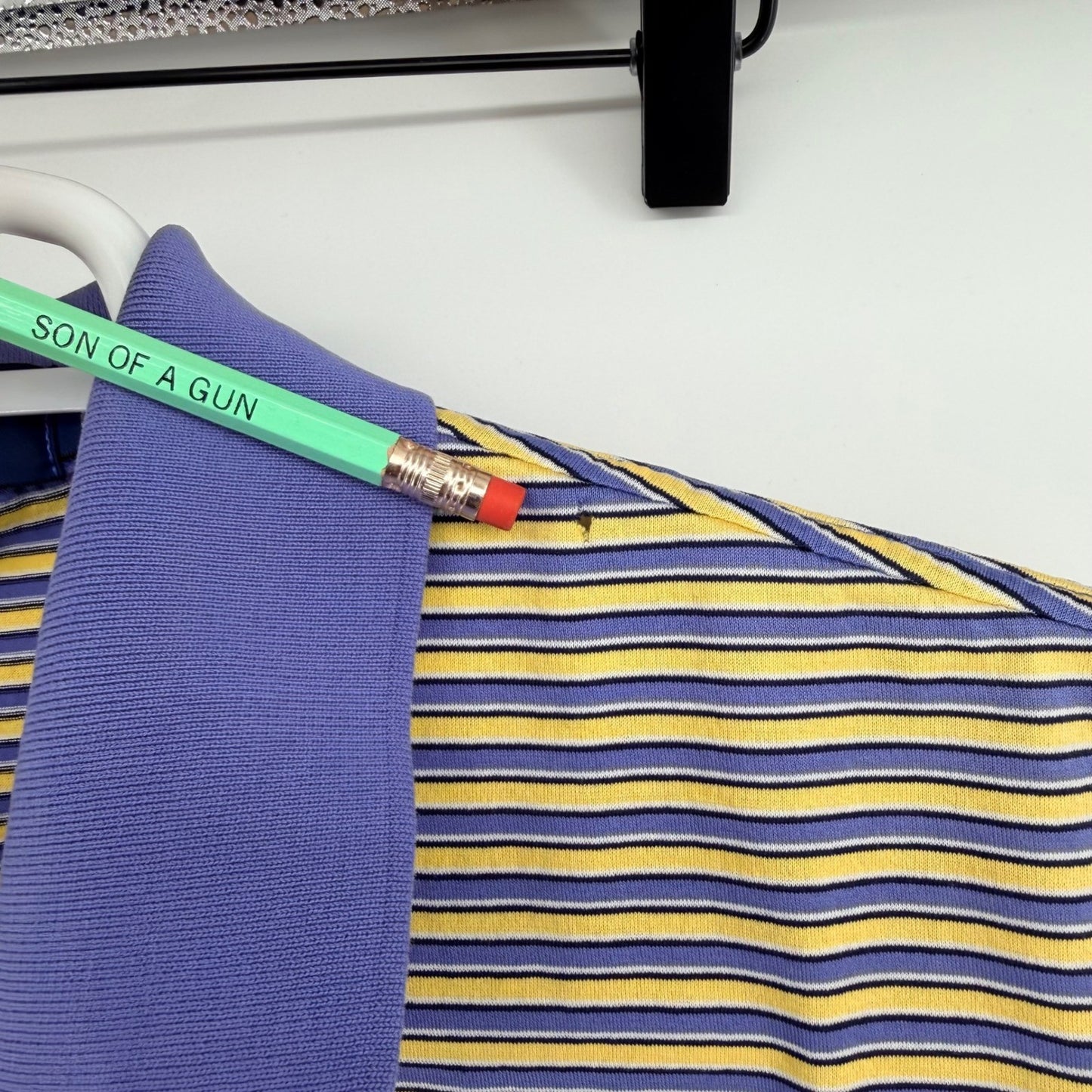 Polo Golf Ralph Lauren Striped Pima Cotton Polo Shirt Large Purple Yellow Mens