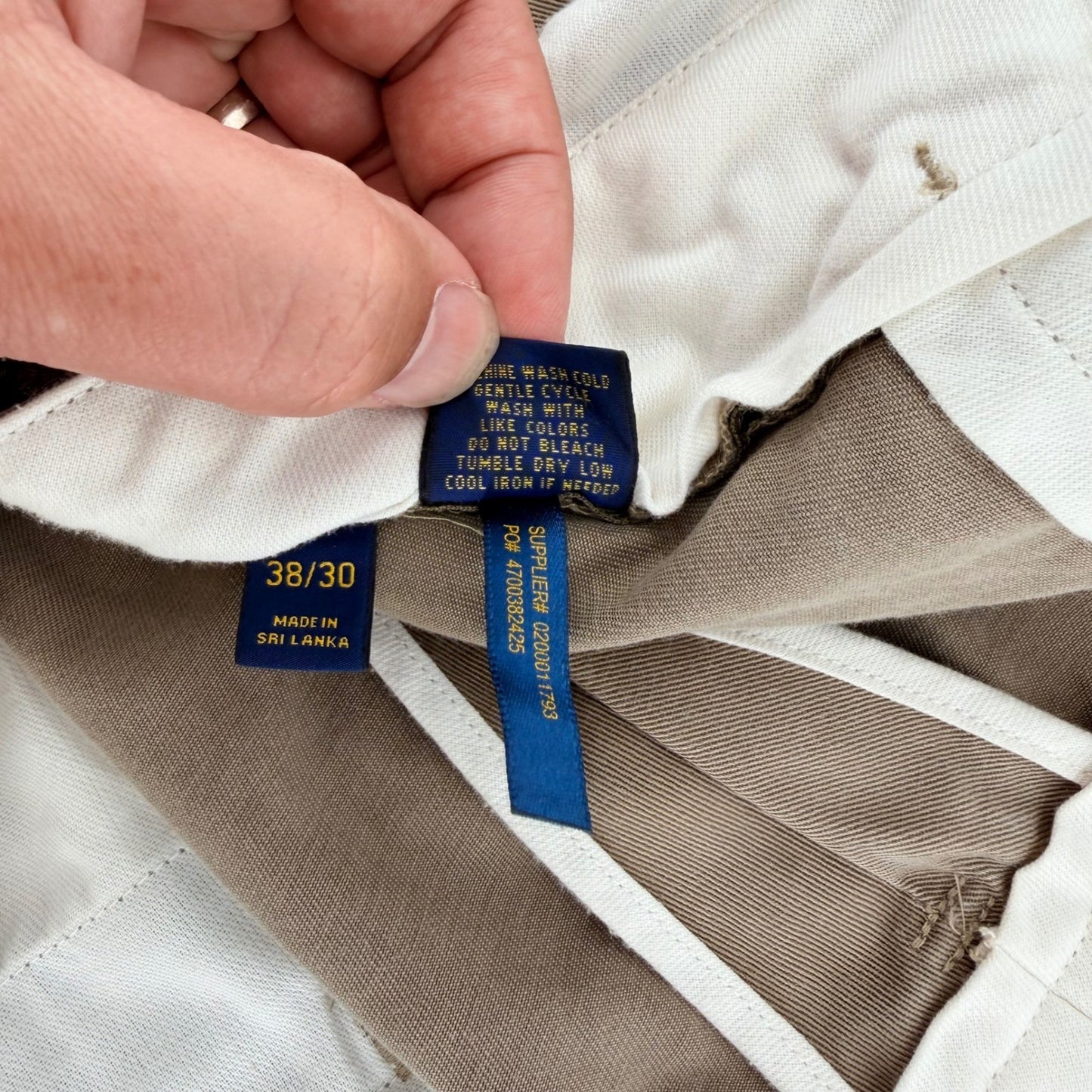 Polo Ralph Lauren Classic Fit Chino Pants Khaki Tan Cotton Twill 37x30 Mens