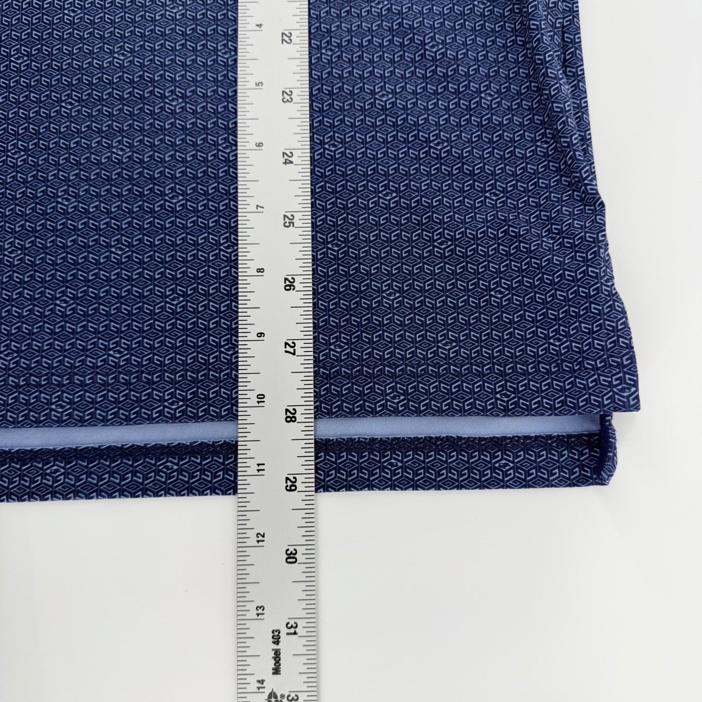 Greyson Geometric Print Performance Golf Polo Shirt Crest Logo Navy Blue M
