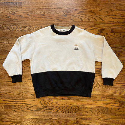 Vintage La Mode Two-Tone Crewneck Sweatshirt – Black & Cream Pullover | The Attic Clothing