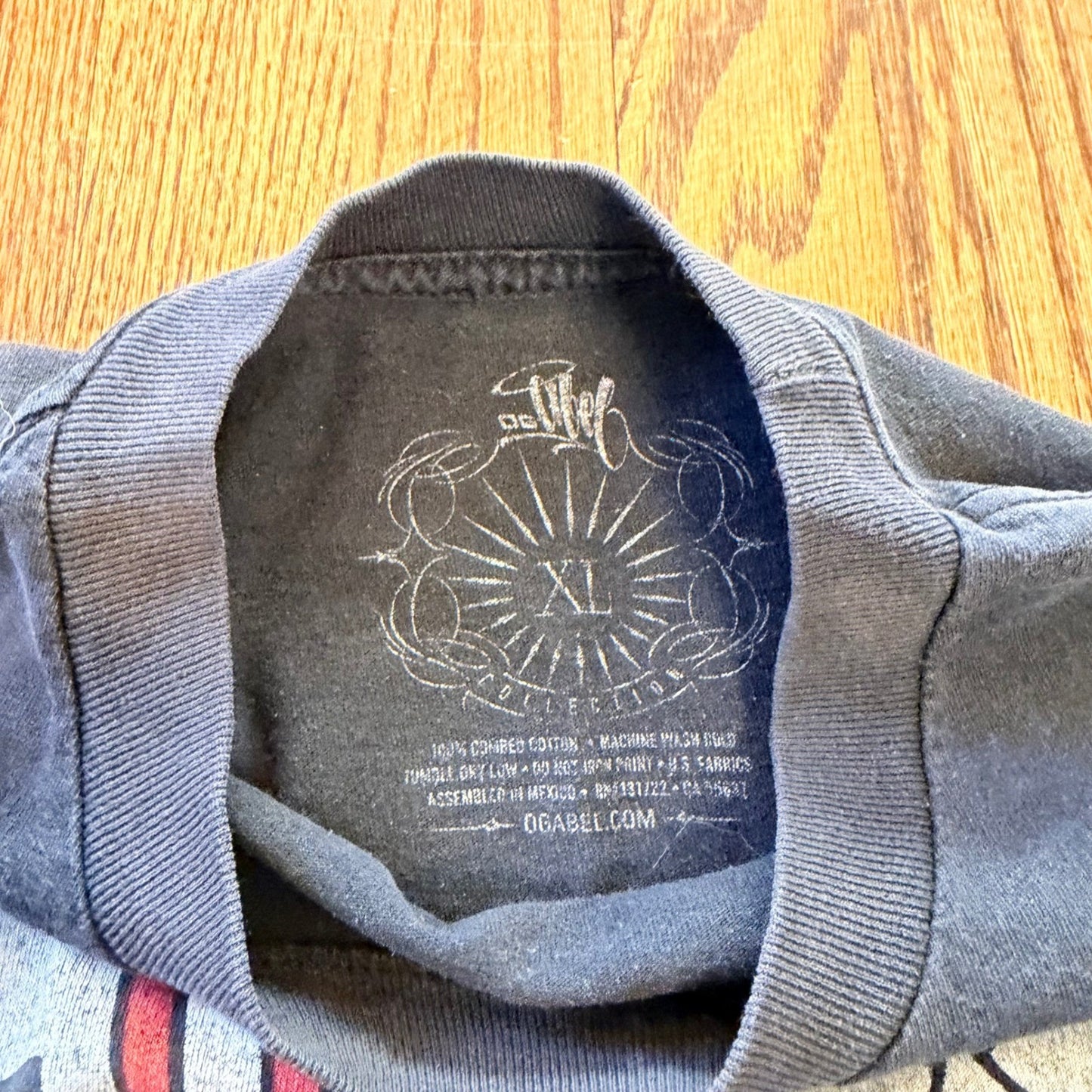 OG Abel Collection King Queen Skeleton Graphic Tee Cropped XL Faded Black