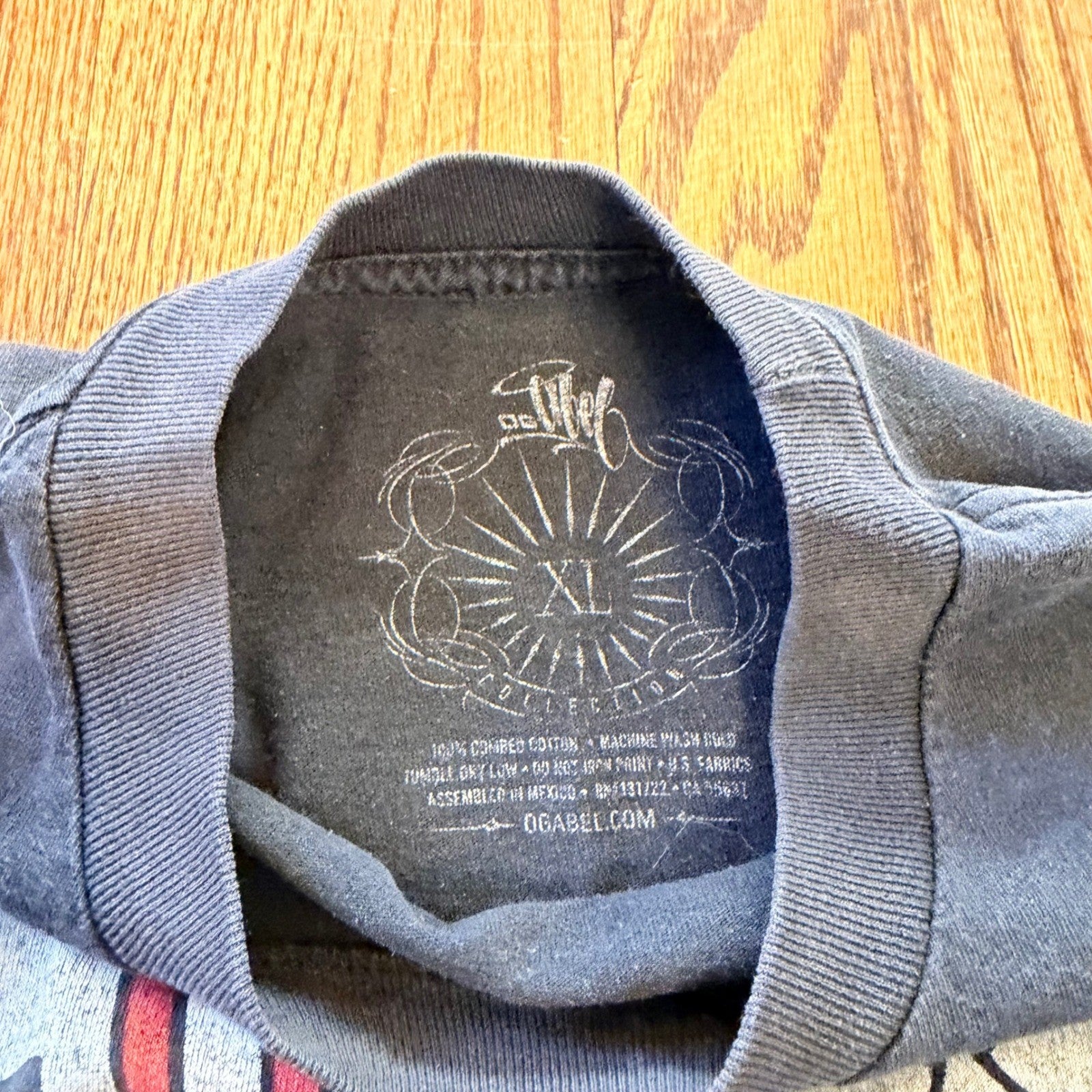 OG Abel Collection King Queen Skeleton Graphic Tee Cropped XL Faded Black