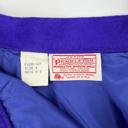 Pendleton Petite Vintage Wool Midi Skirt Purple A-Line High Waist 4P USA