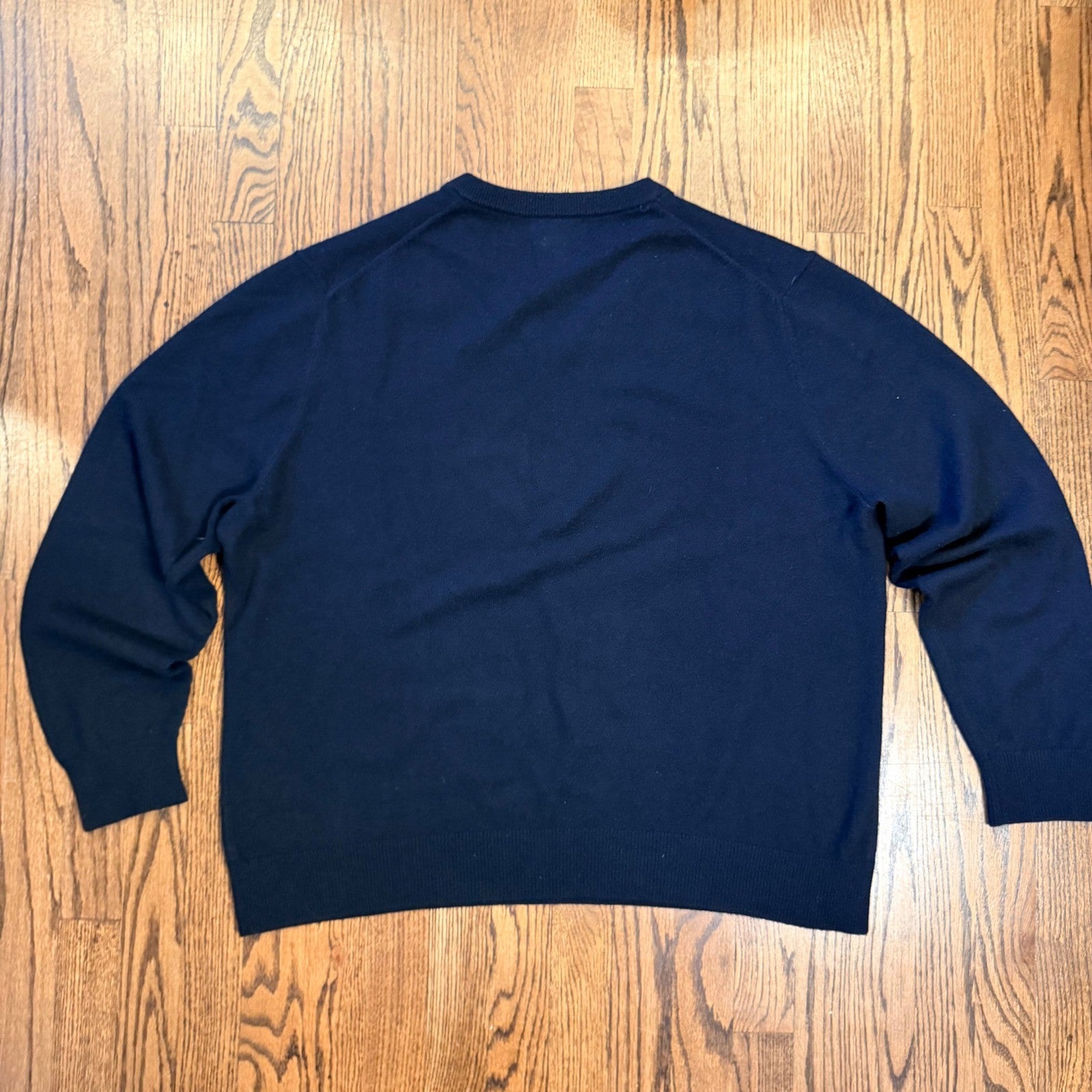 Lands' End 100% Cashmere V-Neck Sweater Black XL 46-48 Soft Warm