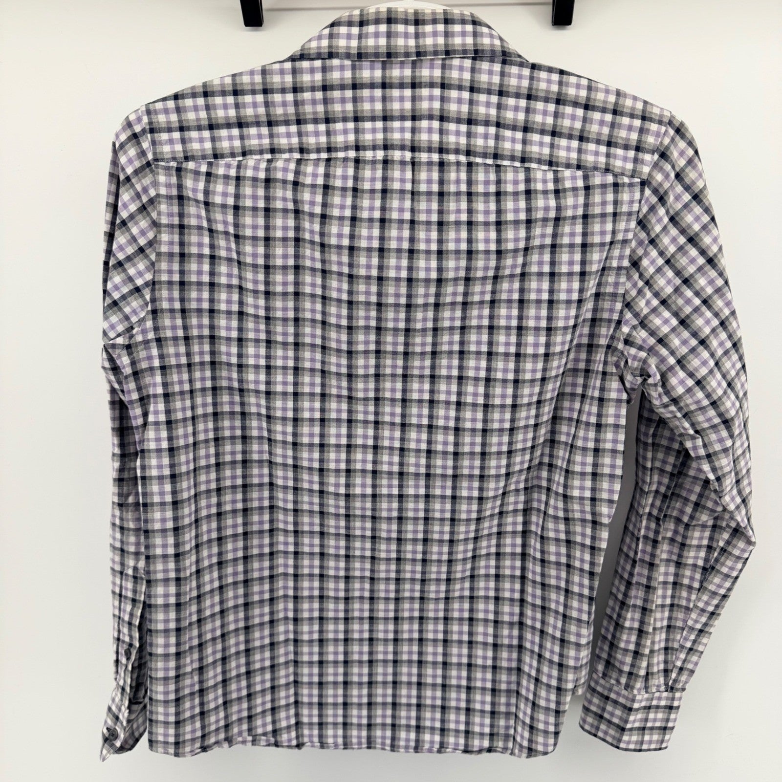UNTUCKit Cecio Slim Fit Plaid Button Down Shirt Purple Grey Mens Medium M