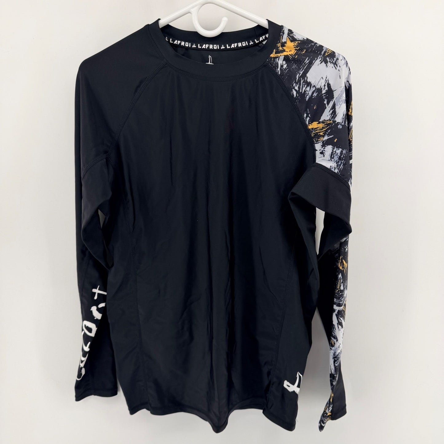 LAFROI Burst Compression Rash Guard 2pc Bundle Mens LG Black Graphic Long Sleeve