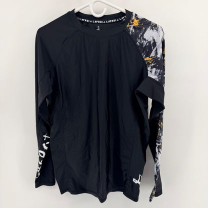 LAFROI Burst Compression Rash Guard 2pc Bundle Mens LG Black Graphic Long Sleeve