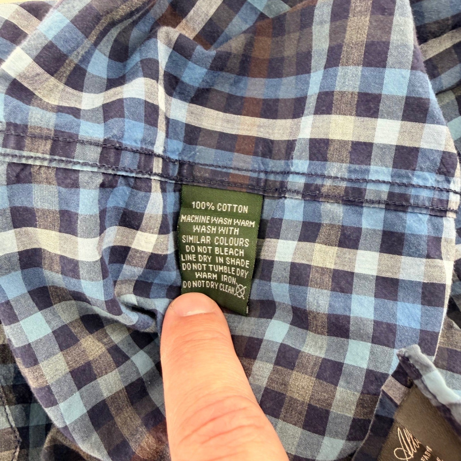 Rodd & Gunn Sports Fit Plaid Button Down Shirt Albini Italian Cotton 2XL Blue