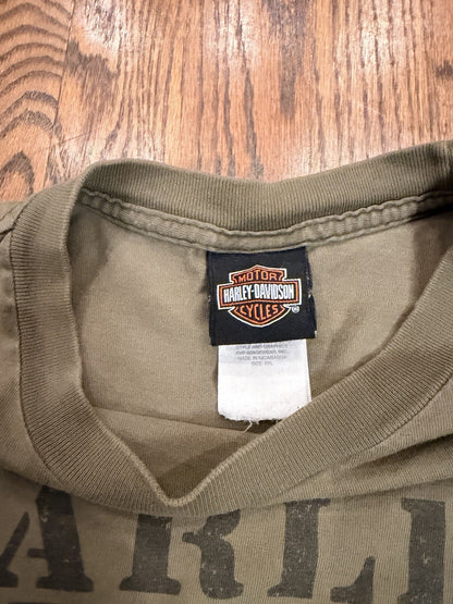 Vintage Harley Davidson Seattle Shirt 2XL Military Green Distressed
