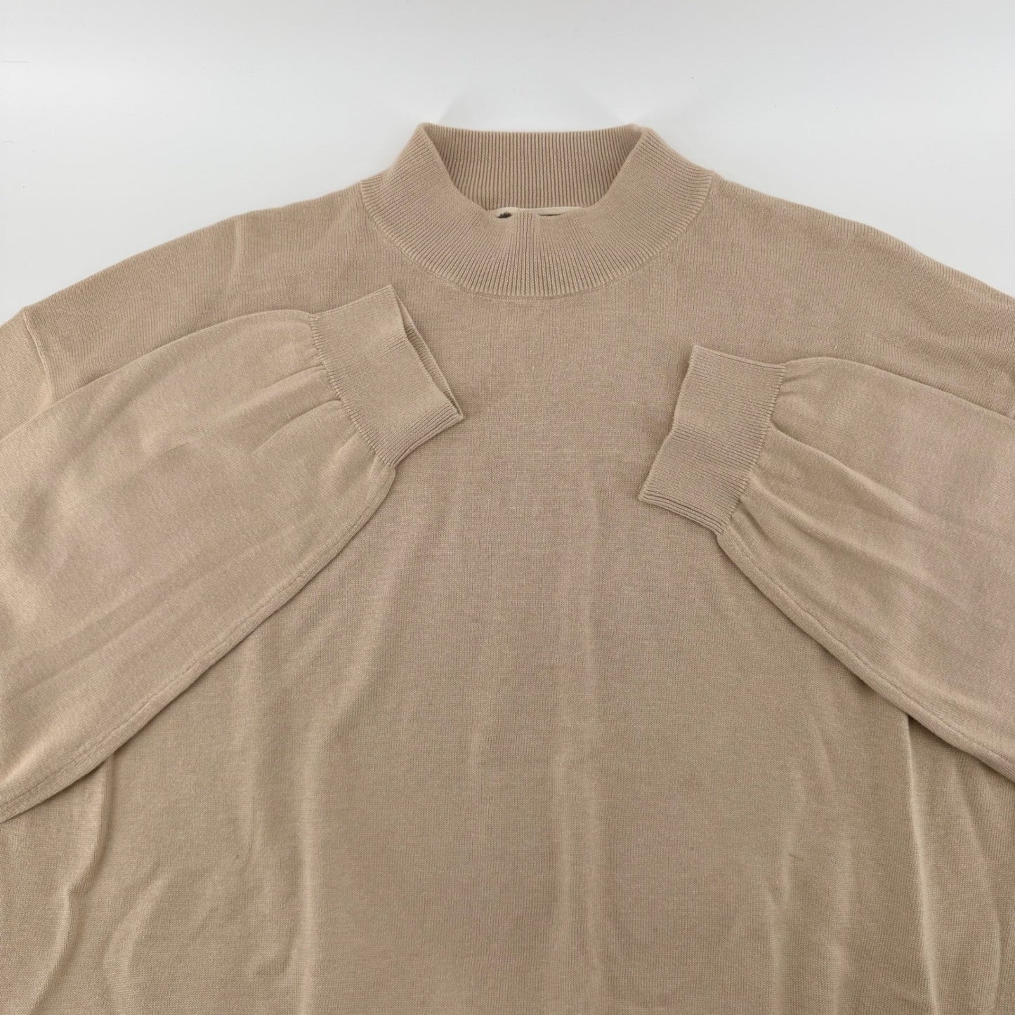 Pronto Uomo Silk Cotton Mock Neck Sweater Tall Knit Tan Beige 2XLT