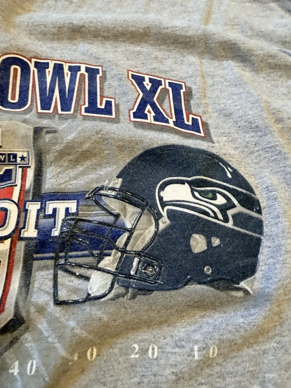 Reebok Super Bowl XL Detroit 2006 Tee Steelers Seahawks Gray T-Shirt Men’s L