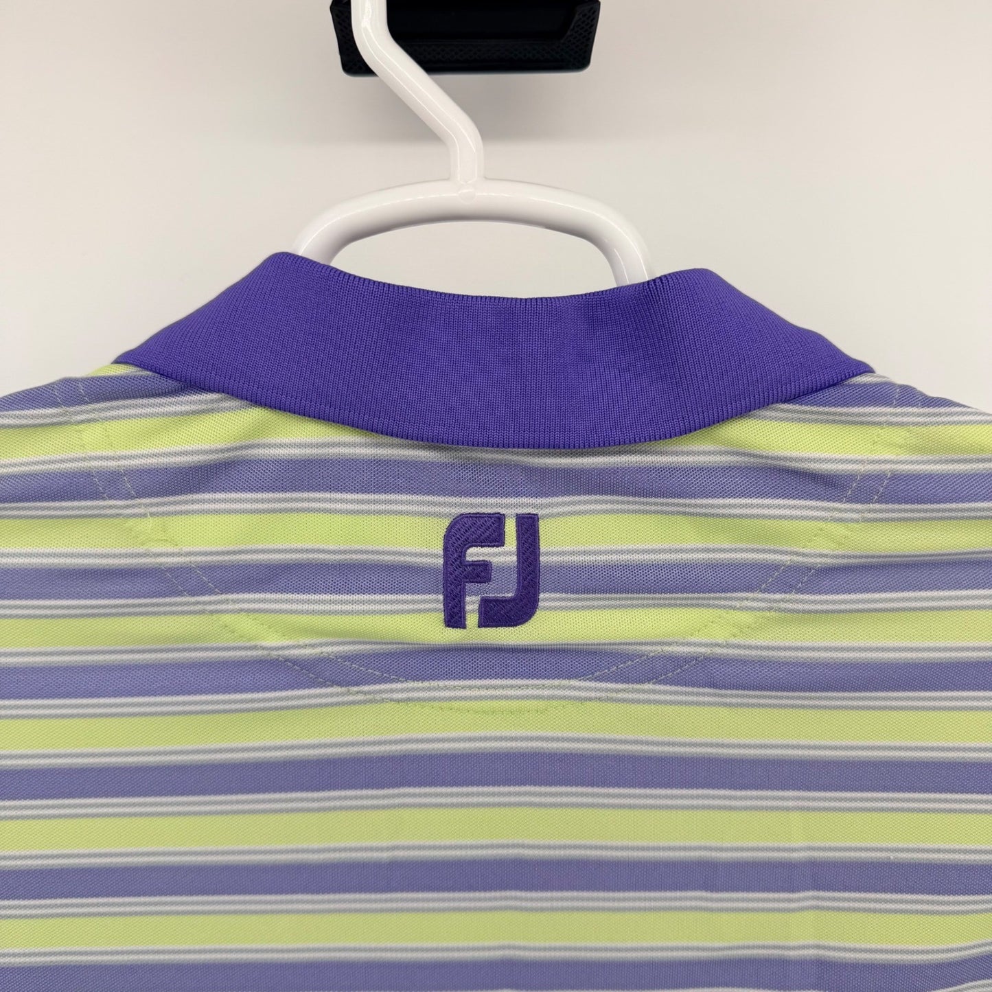FootJoy Mauna Lani Striped Golf Polo Performance Shirt Small Green Purple Preppy