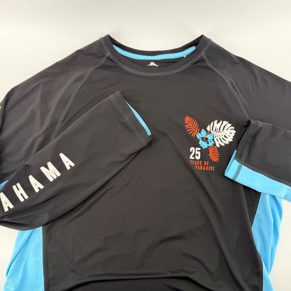 Tommy Bahama IslandActive Rash Guard UPF 30 Swim Shirt Graphic M Black Blue