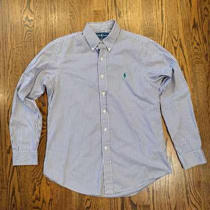 Ralph Lauren Custom Fit Striped Button Down Shirt 16 34/35 Purple White Joker