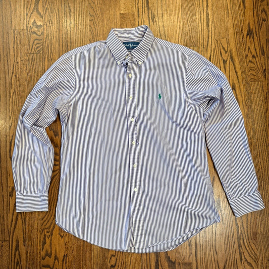 Ralph Lauren Custom Fit Striped Button Down Shirt 16 34/35 Purple White Joker