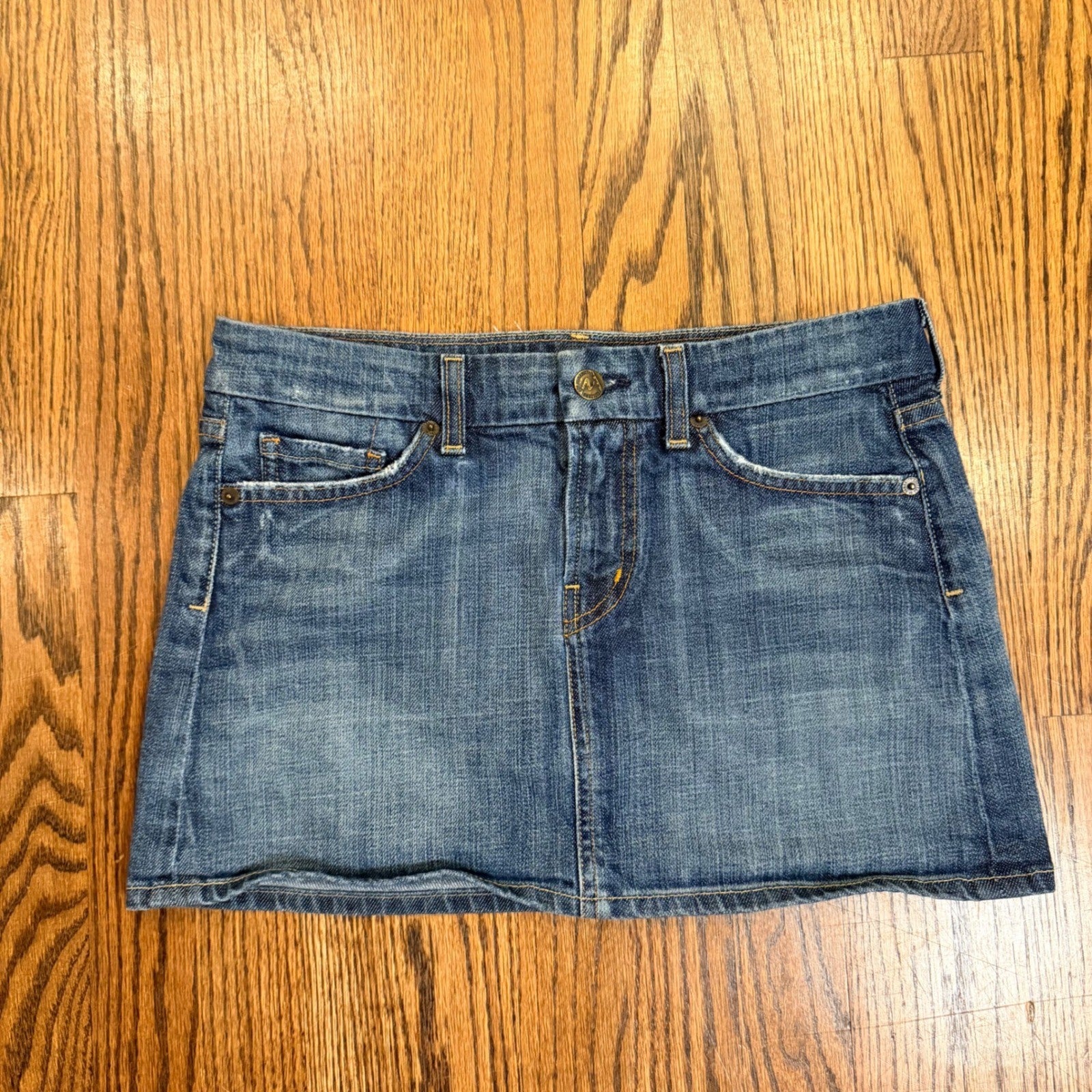 Citizens of Humanity Bridgitte 308 Denim Mini Skirt Low Rise Blue 28