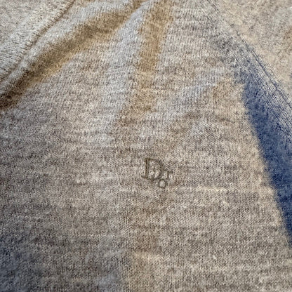 Christian Dior Monsieur Vintage 80s V-Neck Sweater Logo Orlon Large Gray