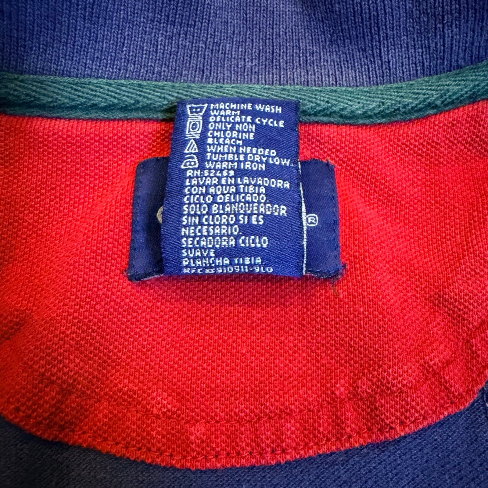 Catalina Striped Pique Polo Shirt Mens Large Navy Blue Red White Green Vintage