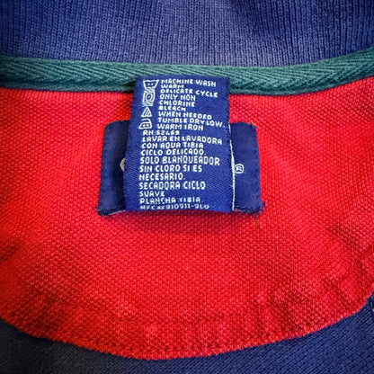 Catalina Striped Pique Polo Shirt Mens Large Navy Blue Red White Green Vintage