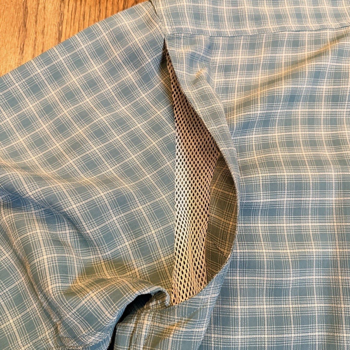 Helly Hansen Plaid Ventilated Hiking Fishing Shirt Large Blue L