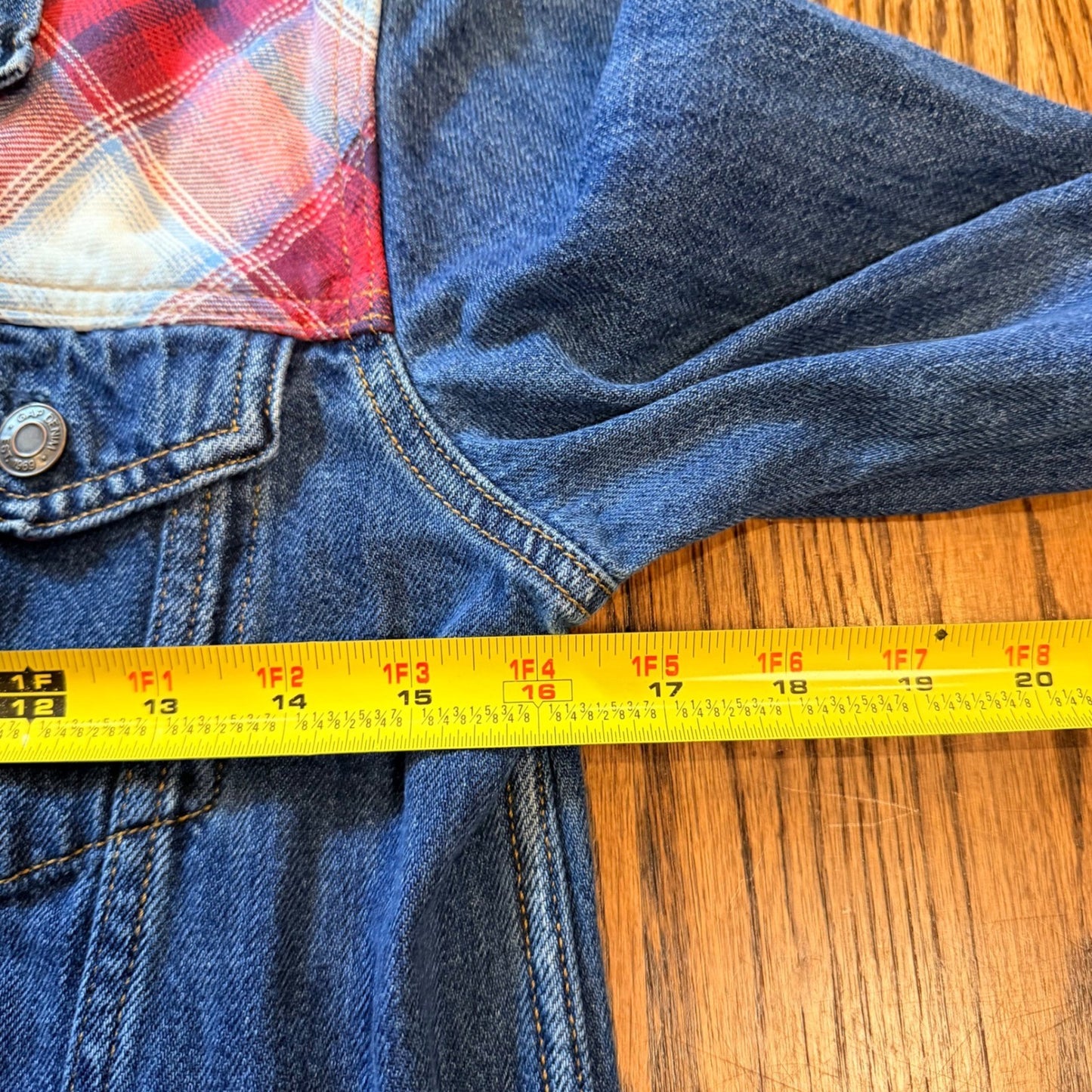 Gap x Pendleton Denim Trucker Jacket Plaid Wool Yoke S Blue Colab Western Spring