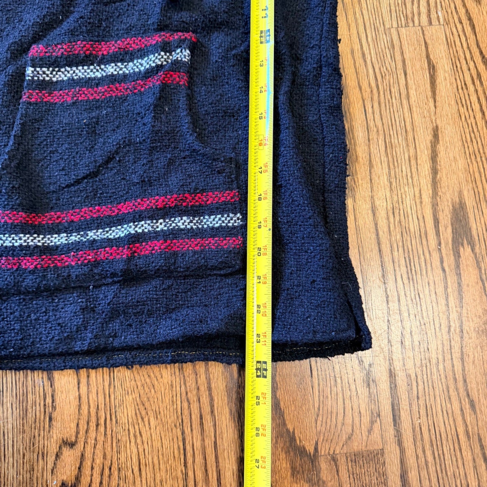Megalopolis Baja Hoodie Mexican Jerga Striped Pullover Small Black Red Beach