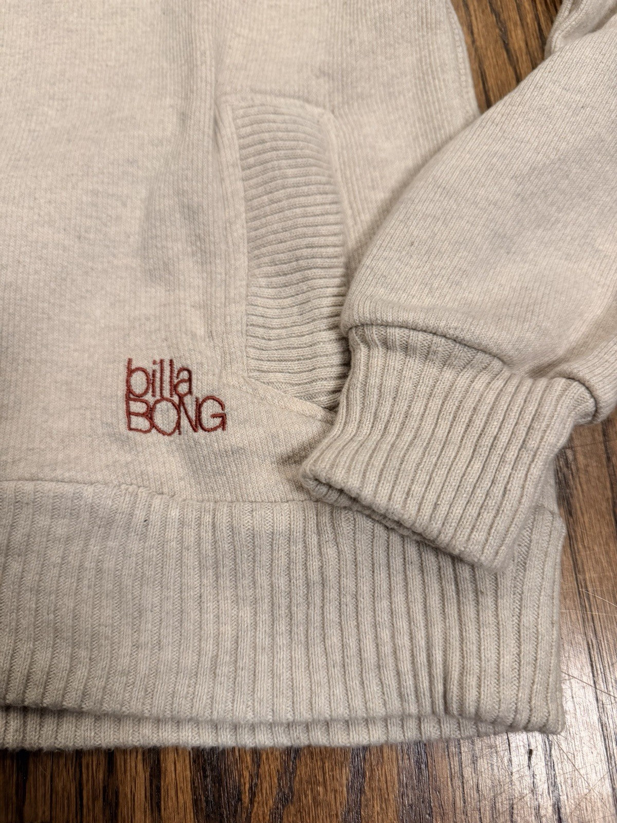 Billabong Sweater Womens Large Beige Button Shawl Collar Pullover Knit Casual