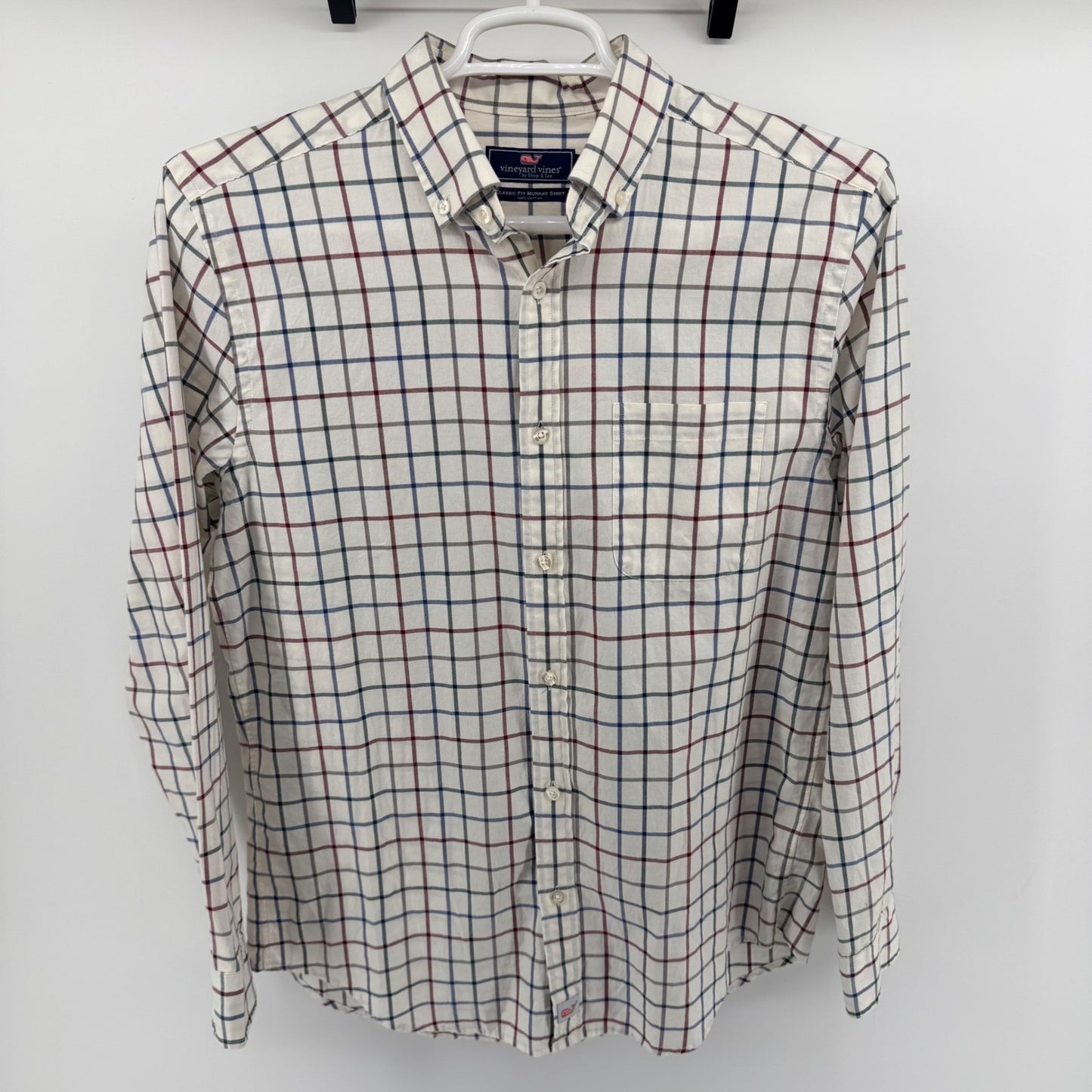 Vineyard Vines Murray Shirt Classic Fit Tattersall Plaid Button Down M White