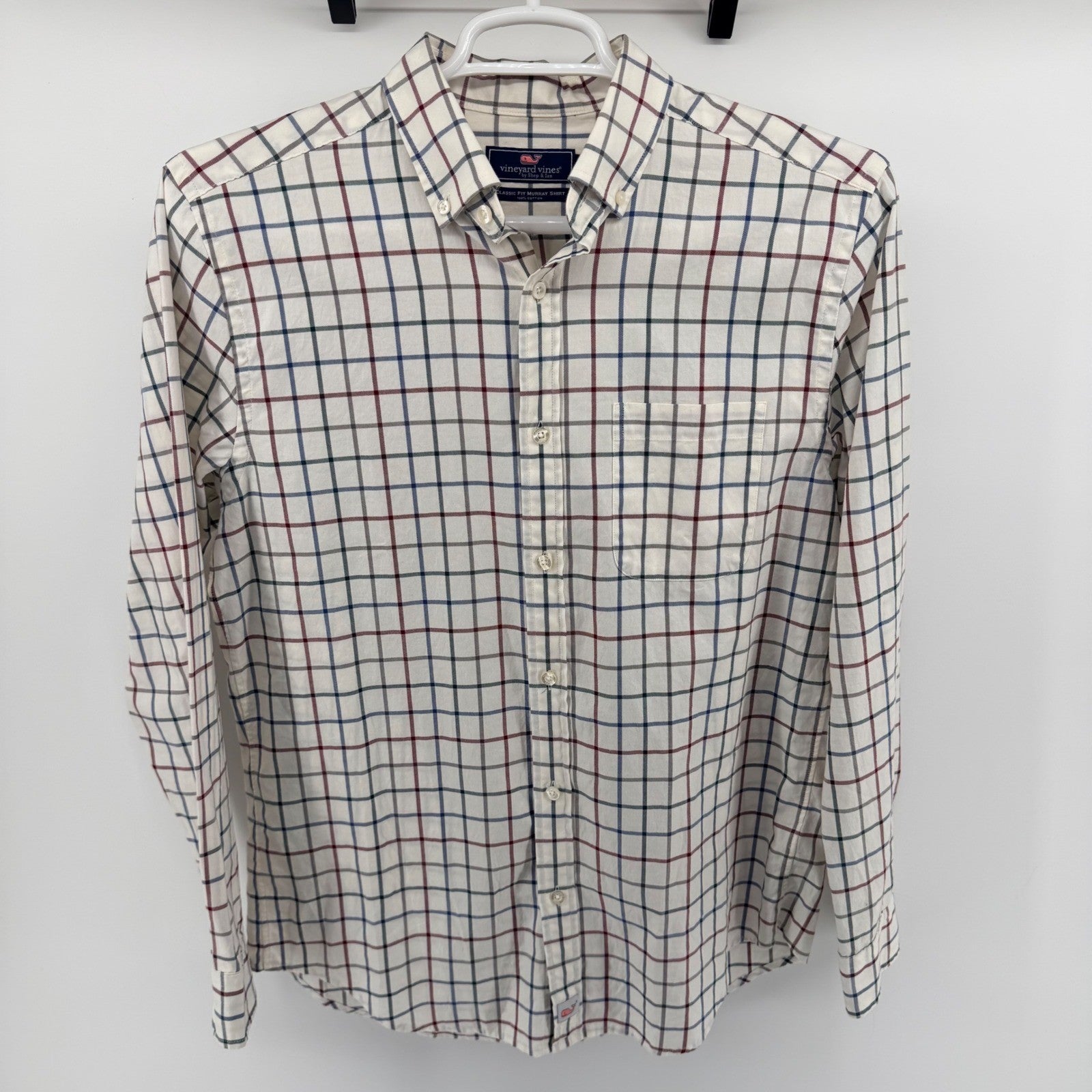 Vineyard Vines Murray Shirt Classic Fit Tattersall Plaid Button Down M White