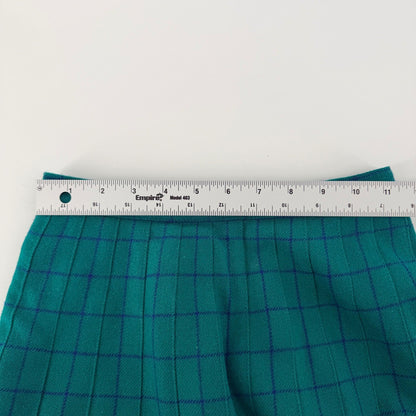 Pendleton Vintage Wool Pleated Midi Skirt Plaid High Waist 4 Petite Teal Green