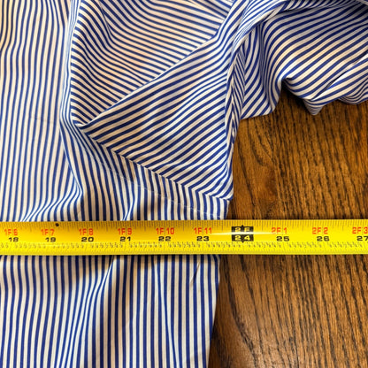 Ralph Lauren Classic Fit Striped Button Down Shirt 16 L Blue White Stripe