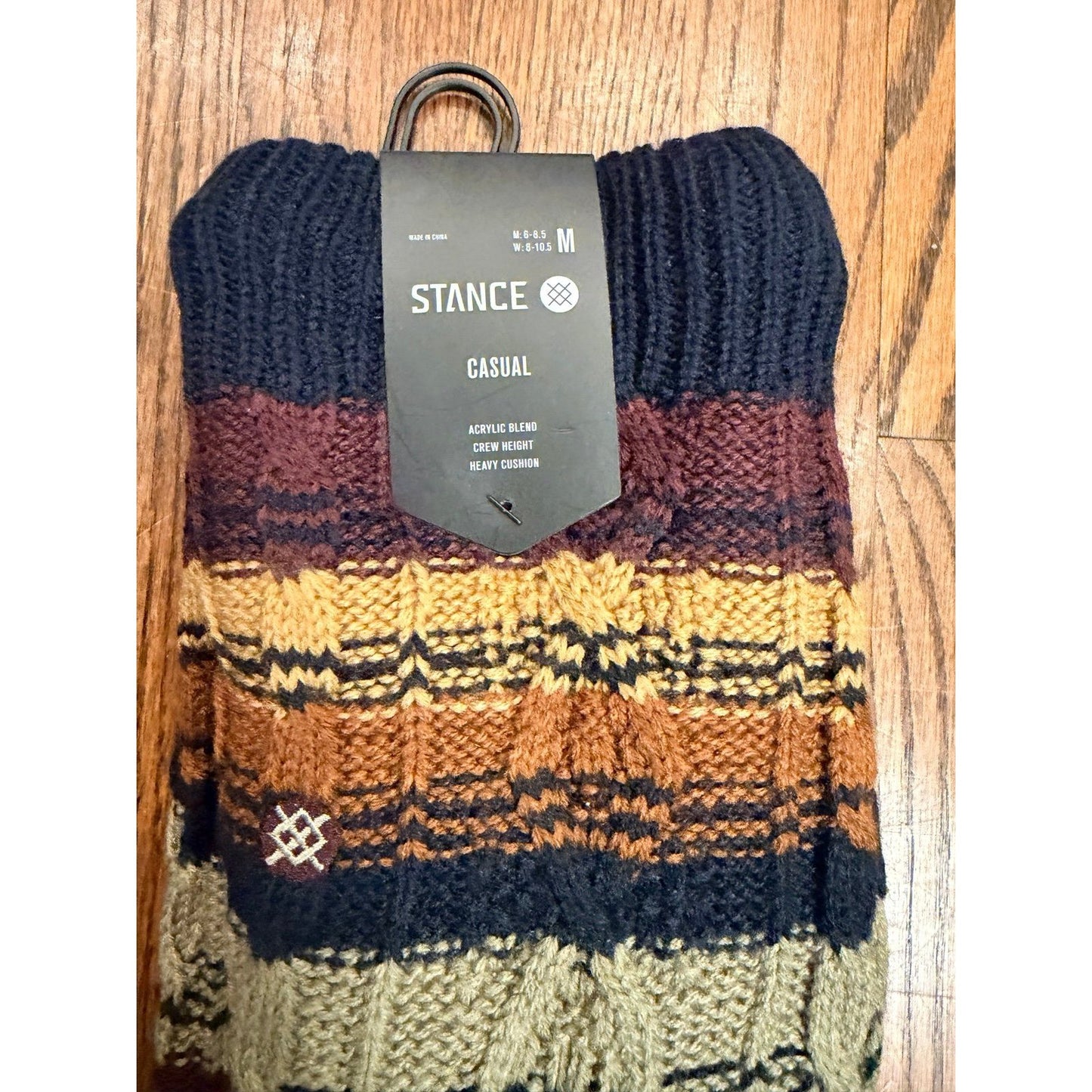 Stance Toasted Slipper Socks Cable Knit Heavy Cushion Medium Burgundy Navy