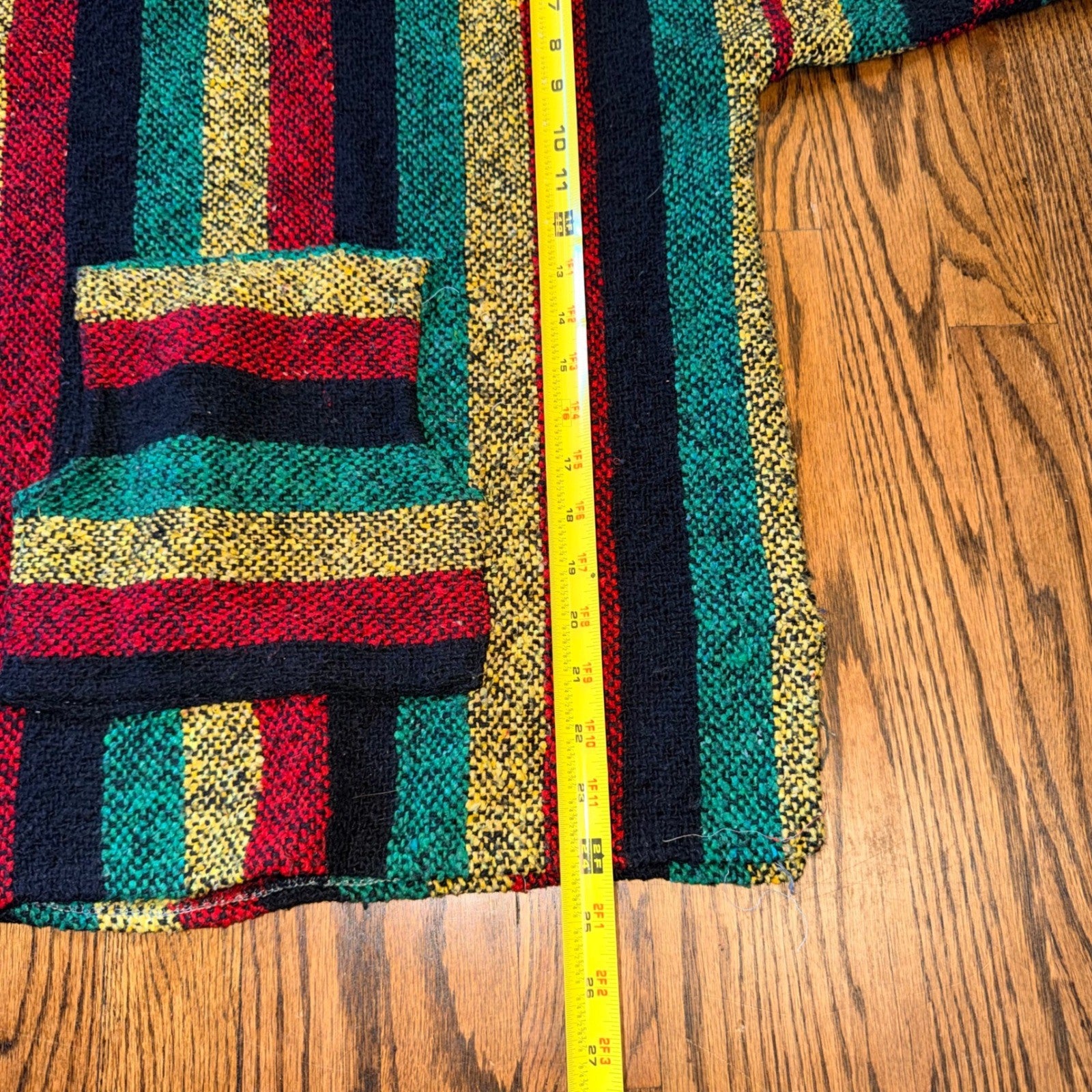 Chavitos Mexican Baja Hoodie Striped Jerga Pullover Size L Multicolor Jamaican
