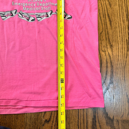 Vintage 92 Bloomsday St Lukes Med Staff Raceday Single Stitch T Sz L Pink 90s