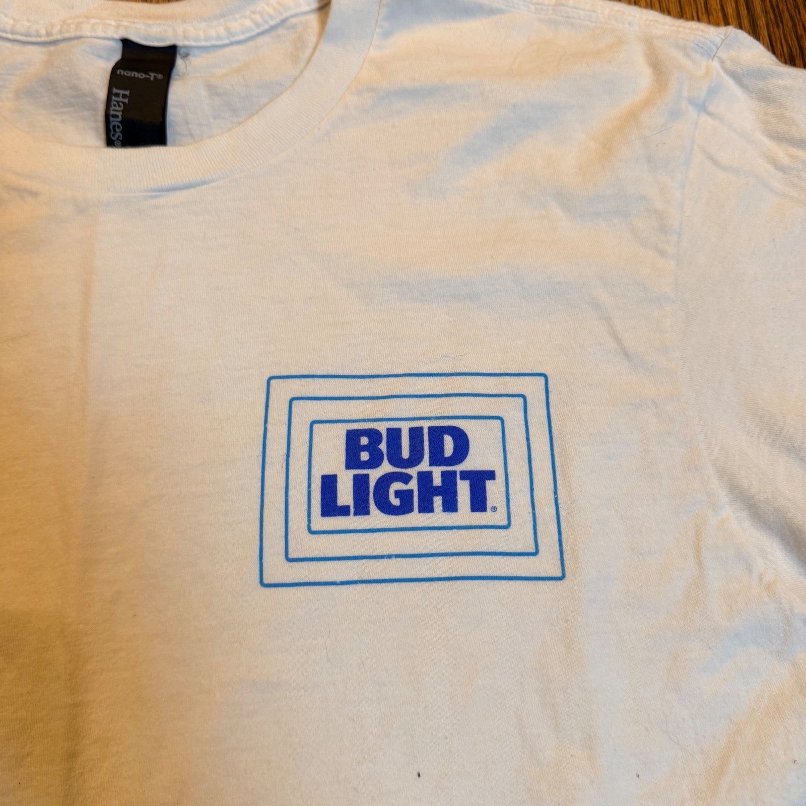 Bud Light Graphic T-Shirt Cotton Crew Neck Large White