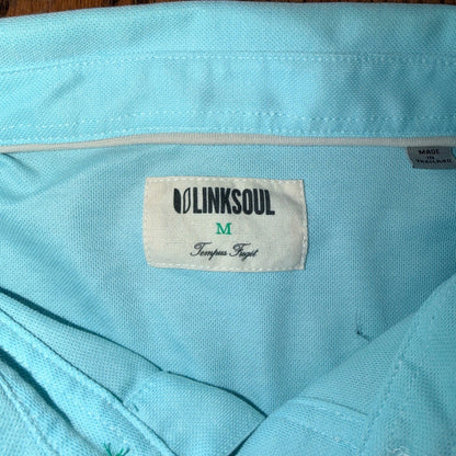 Linksoul Tempus Fugit Polo Shirt Short Sleeve Pique Golf M Light Blue