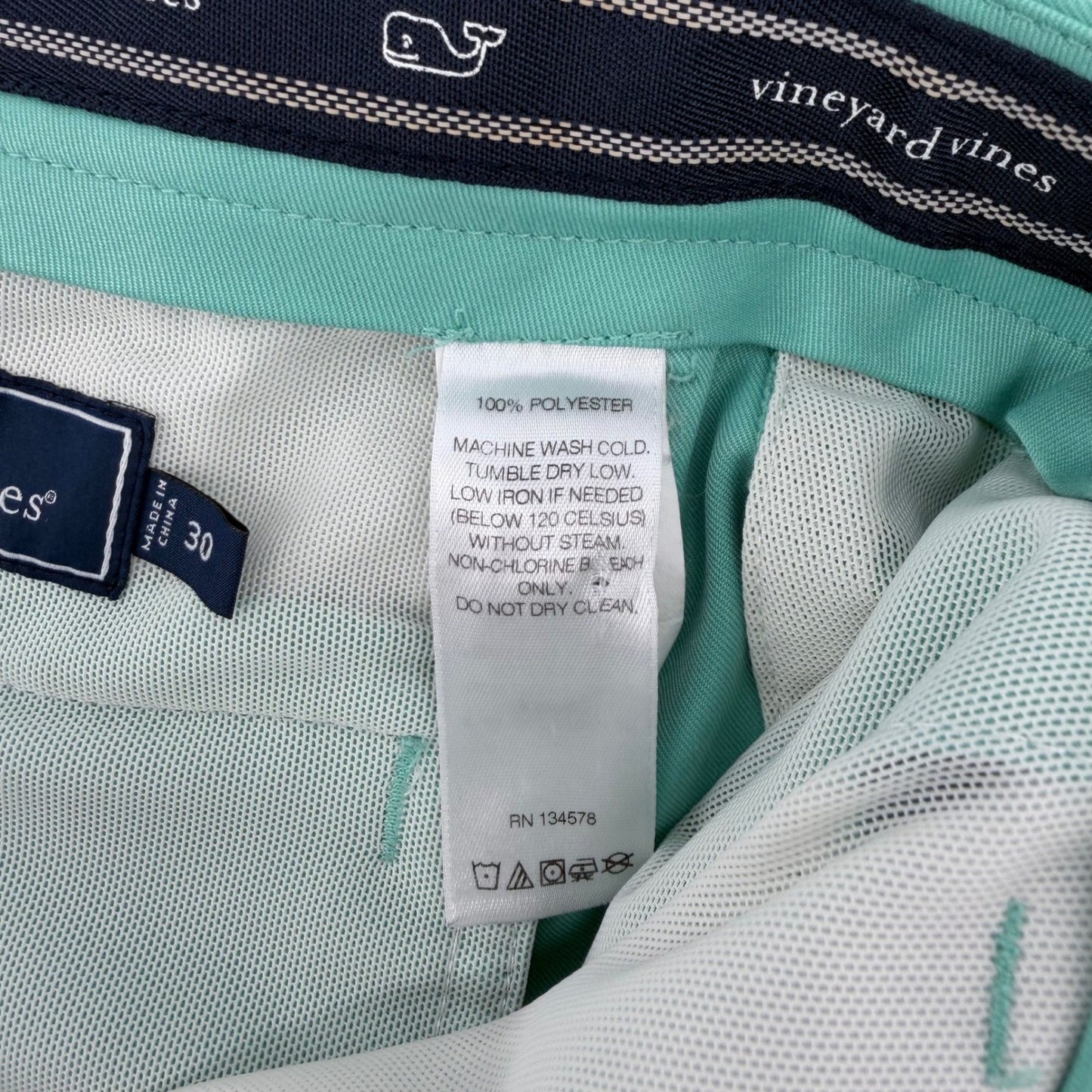 Vineyard Vines Links Short Mens 30 Performance Golf Short Seafoam Green 9 Inseam