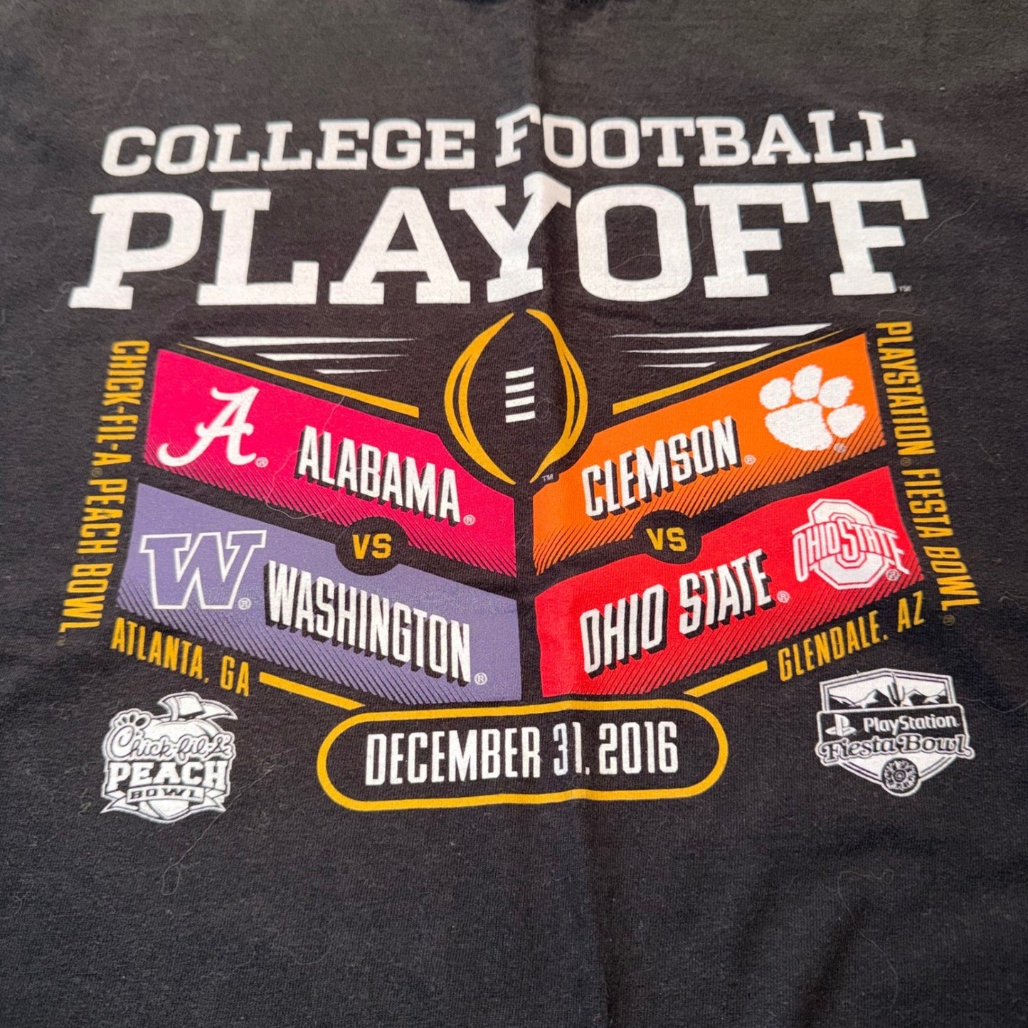 Hanes Beefy-T 2016 College Football Playoff Graphic T-Shirt XL Black NCAA