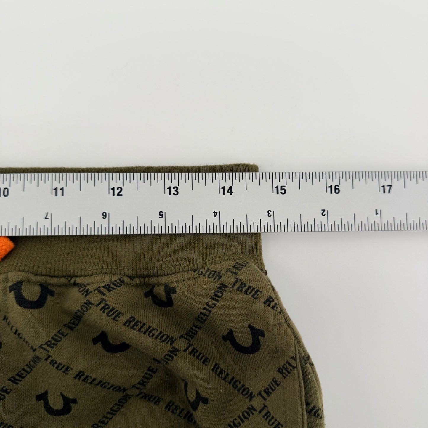 True Religion Monogram Logo Jogger Sweatpants Olive Green Orange XL