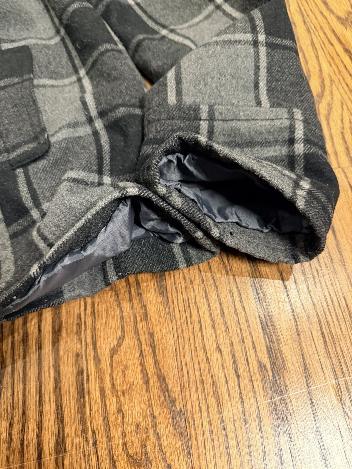 OLD NAVY Women's Gray and Black Plaid Double-Breasted Peacoat Jacket Size Medium