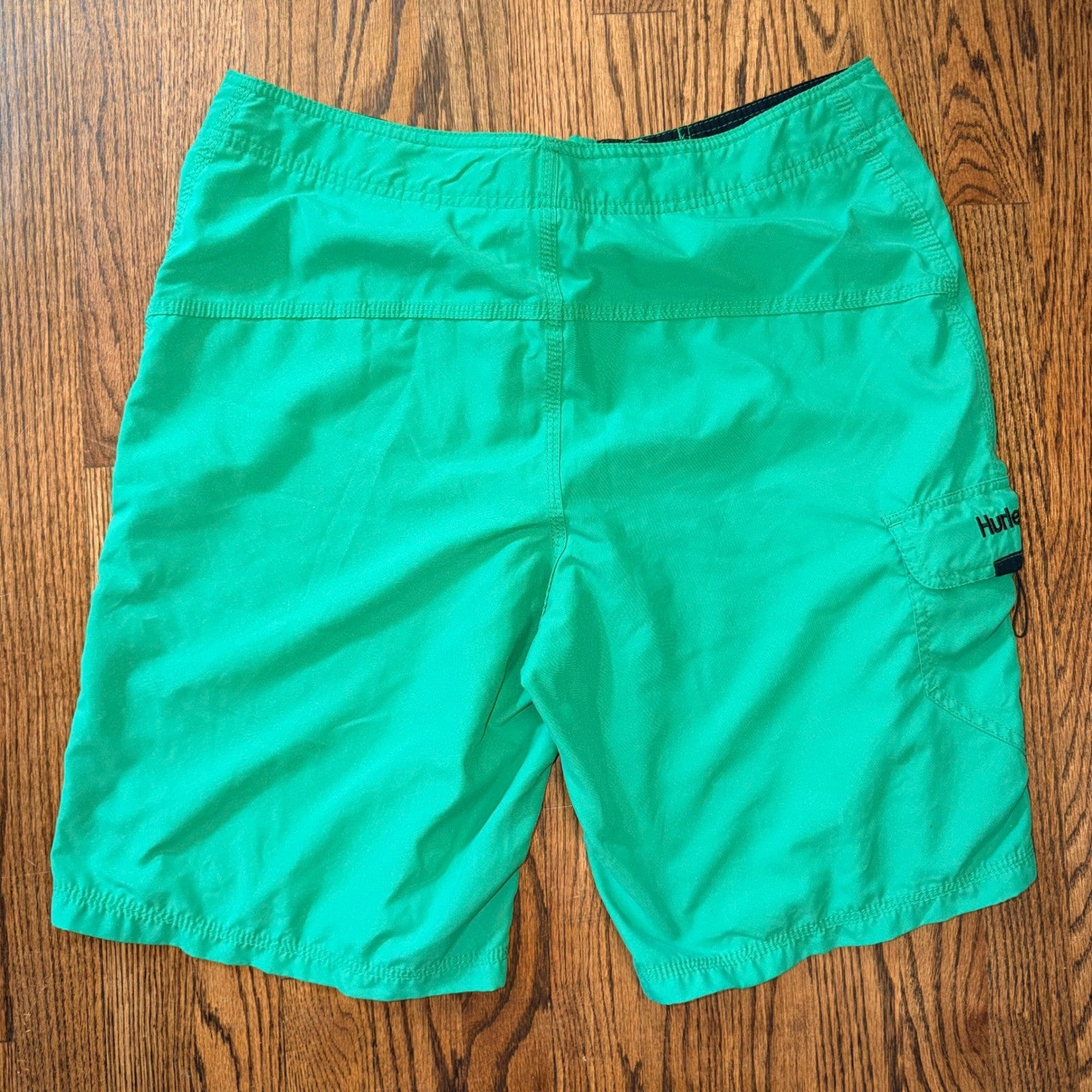 Hurley Board Shorts Mens Green Lace Up Cargo Pocket Swim Trunks 34 Green