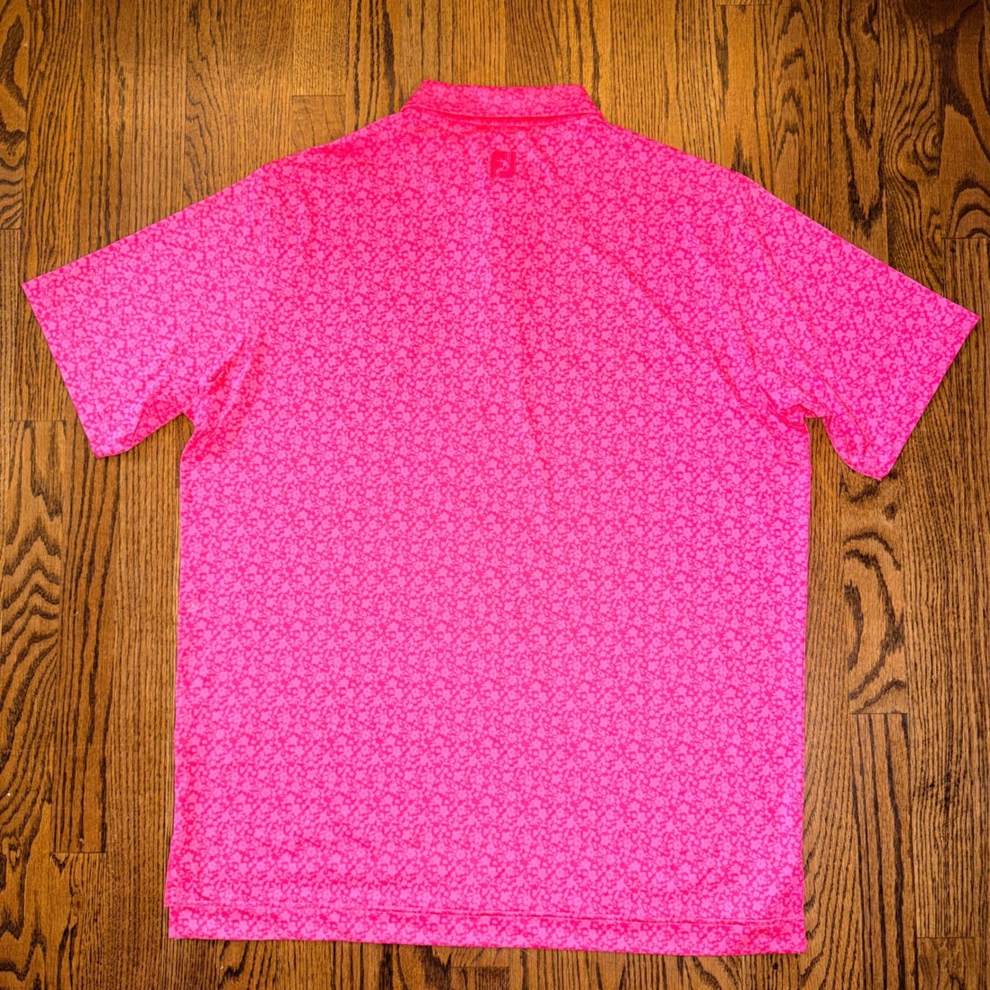 FootJoy Saratoga National Golf Club Floral Polo Shirt XL Pink Performance Preppy